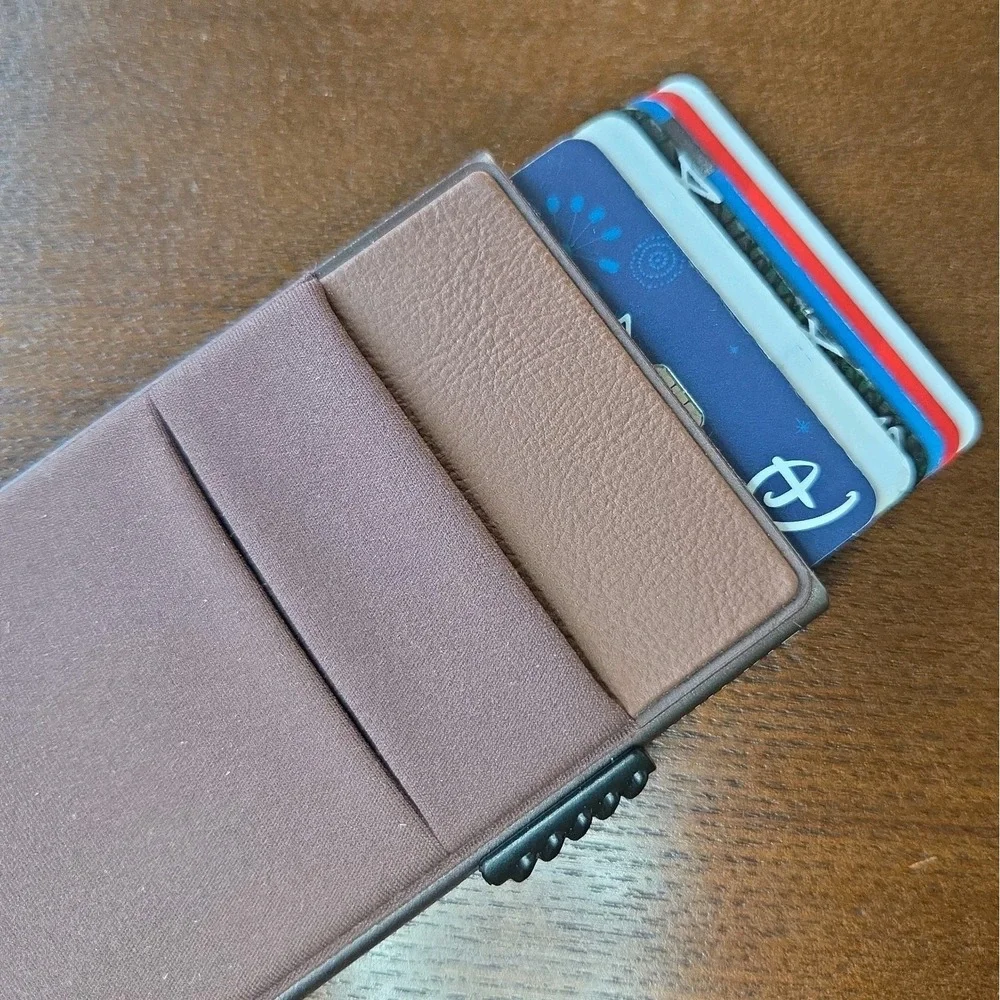 VULKIT Card Holder with Side Slider Pop Up Wallet RFID Blocking Slim Metal Bank